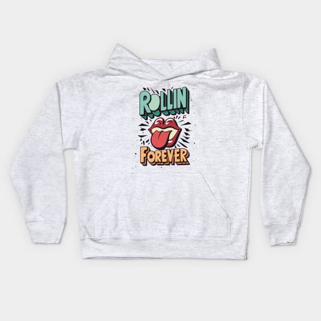 the stones are rolling forever Kids Hoodie by Kingrocker Clothing